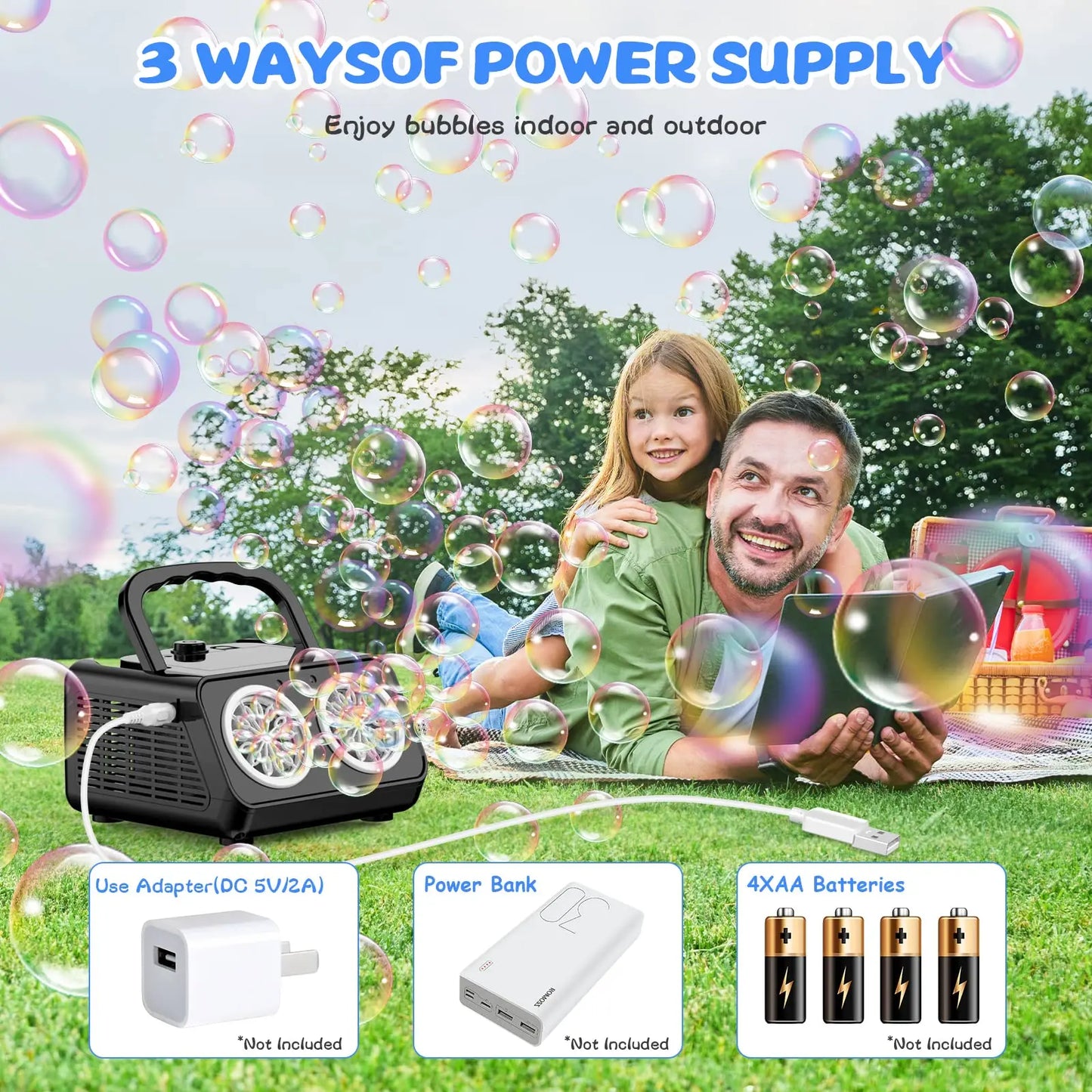 Macchina sparabolle portatile USB per feste con LED multivariante