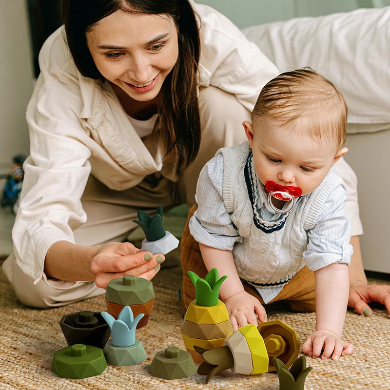 Puzzle 3D pezzi impilabili frutta in silicone per bambini multivariante