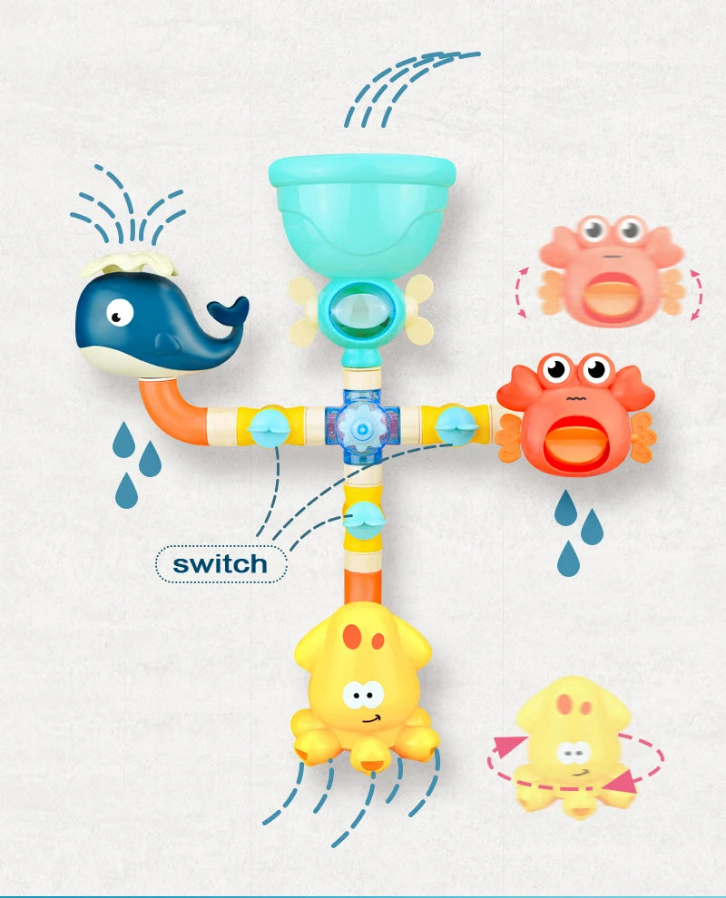 Jeu de Salle de Bain Robinet à Pulvérisation Animaux Marins