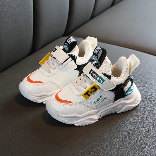Scarpe Sportive in Ecopelle con Stringhe e Velcro per Bambini