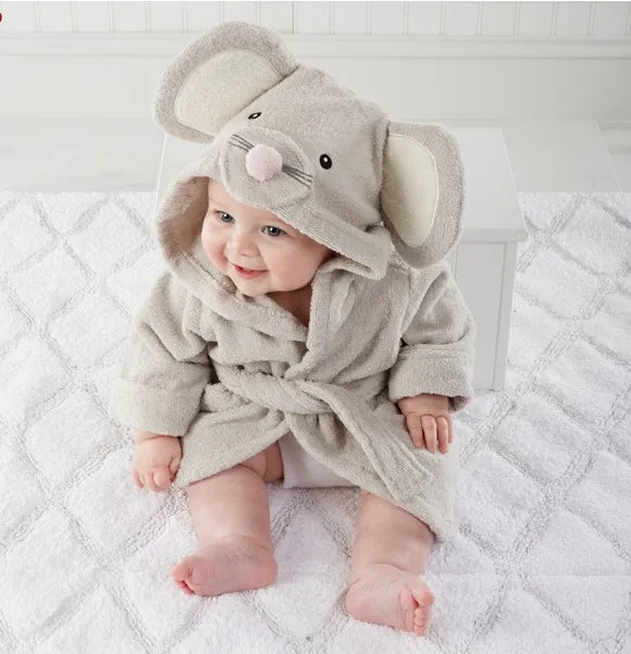 Accappatoio in morbido cotone con cappuccio a forma di animale