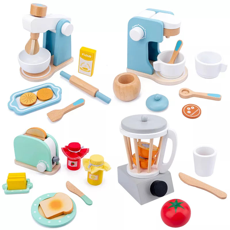 Gioco di imitazione in legno attrezzi da cucina per bambini