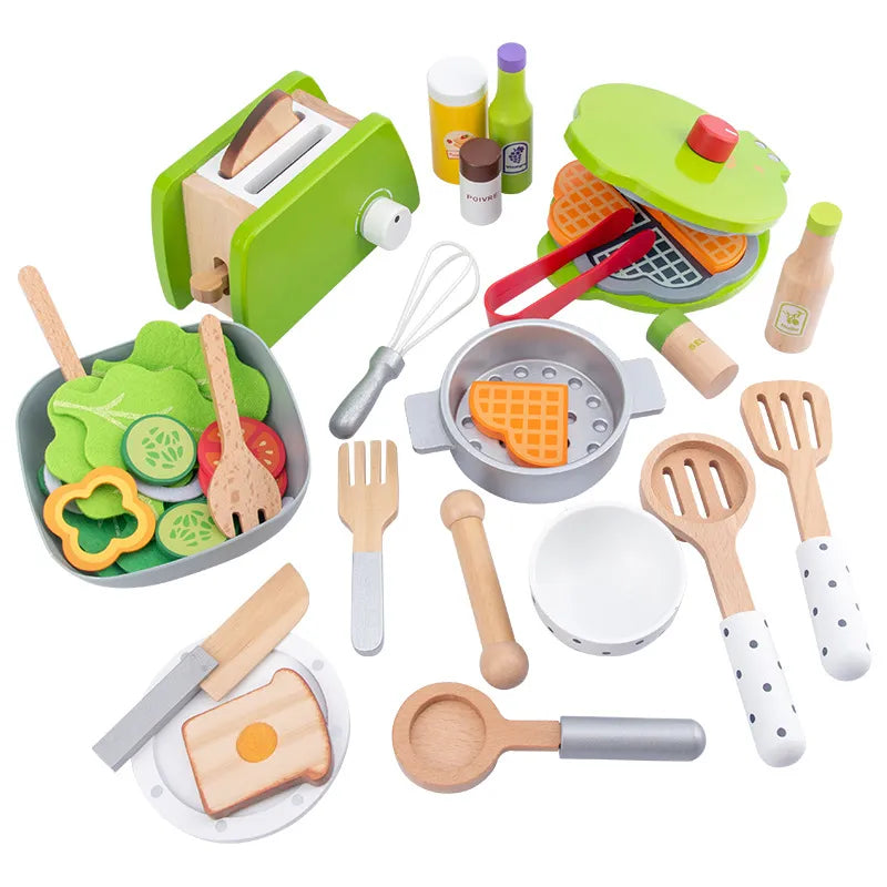 Gioco di imitazione in legno attrezzi da cucina per bambini