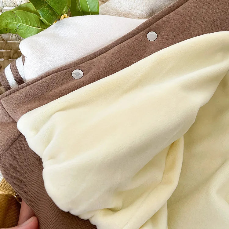 Veste polaire style collège pour enfants avec ours en peluche