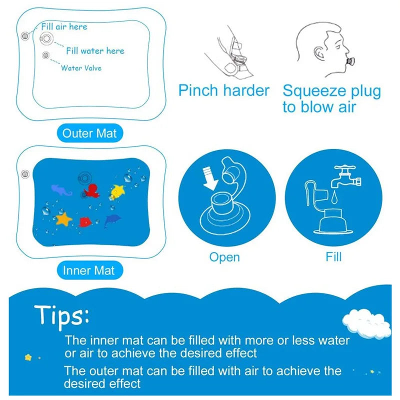 Tapis de jeu gonflable multi-variantes avec eau pour enfants