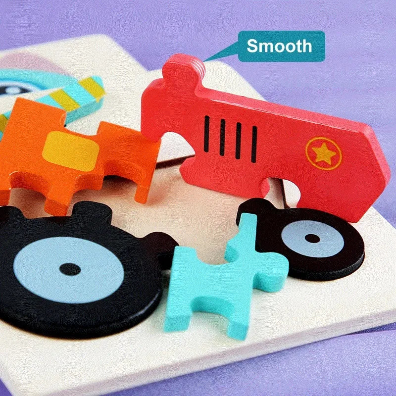 Puzzle Tangram in legno con animali e mezzi di trasporto