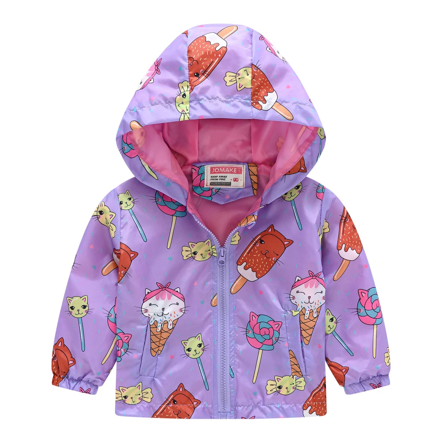 Giacca Antivento Impermeabile con Cappuccio e Zip per Bambini Multivariante
