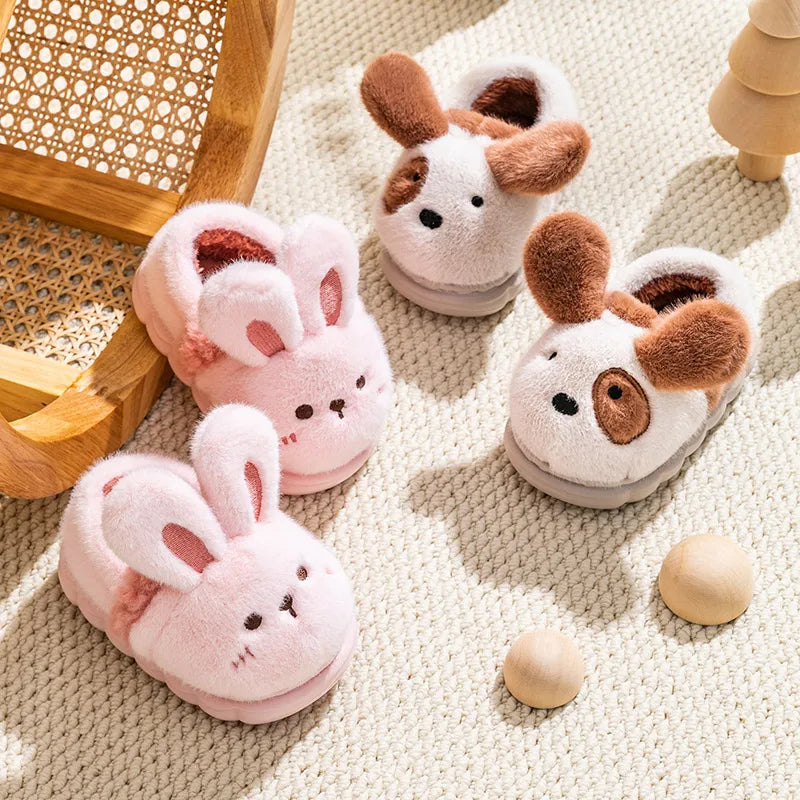 Chaussons antidérapants en forme d'animal, chauds et poilus