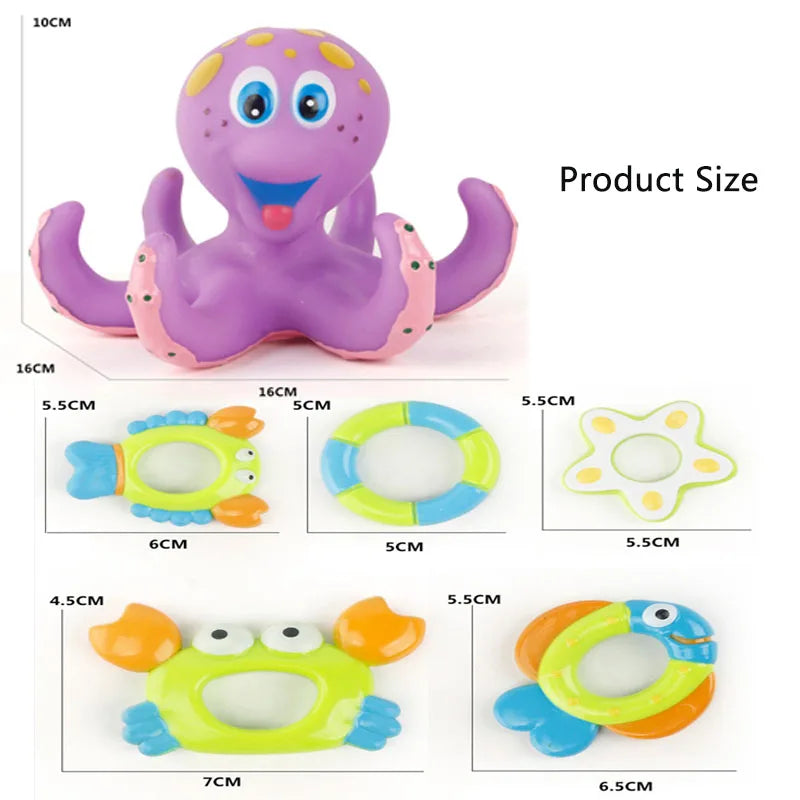 Juego de Baño Pulpo Flotante y Aros