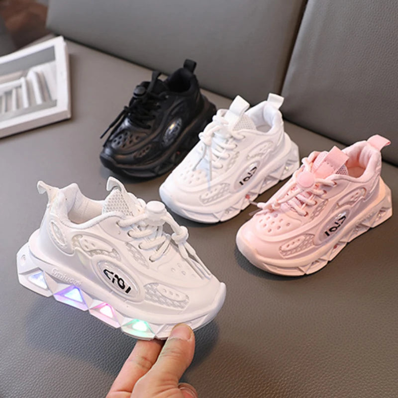 Scarpe Sneakers Traspiranti con LED Multicolore per Bambini