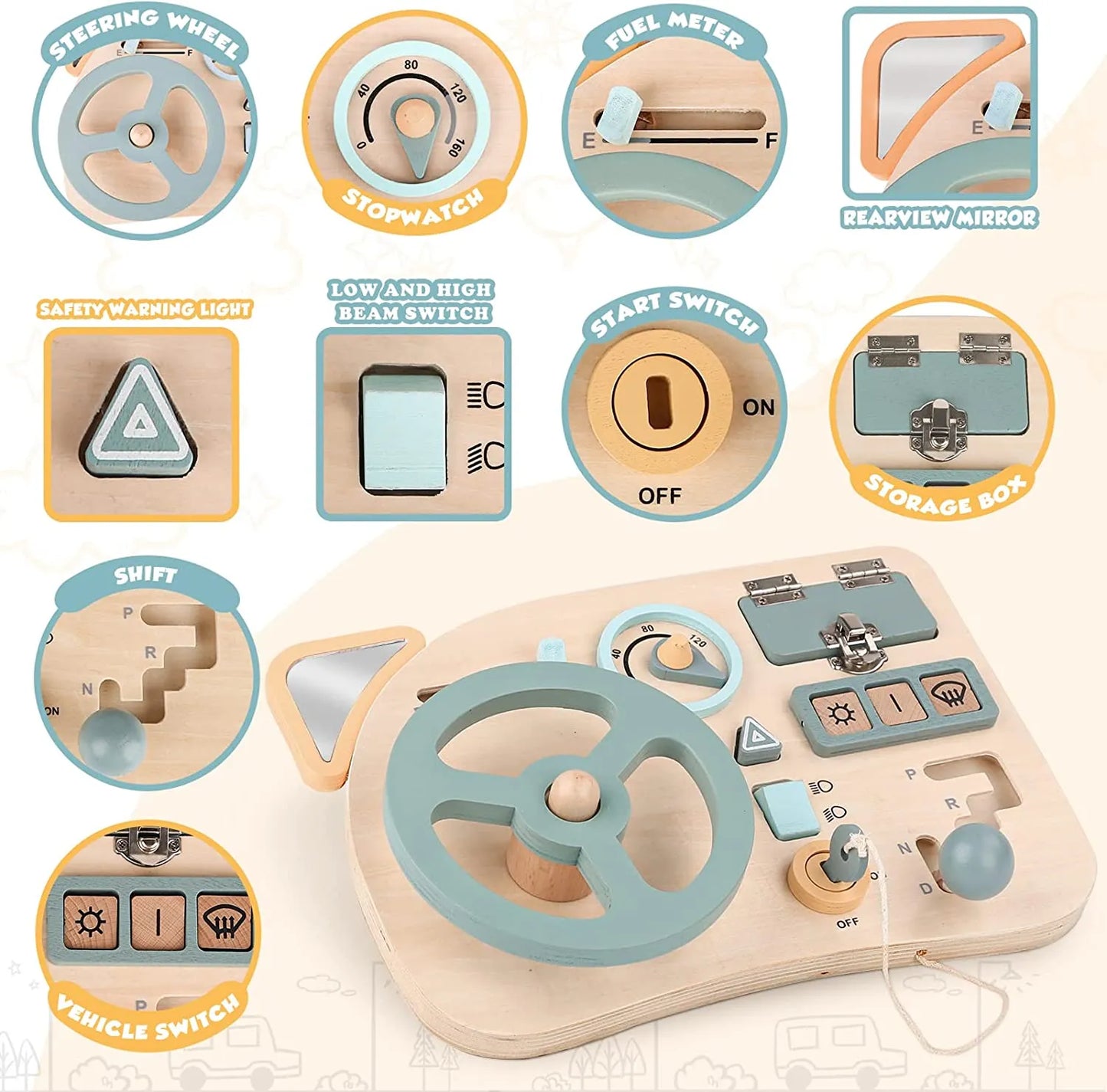 Tavoletta sensoriale Montessori volante guida in legno per bambini