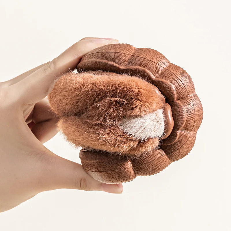 Chaussons antidérapants en forme d'animal, chauds et poilus
