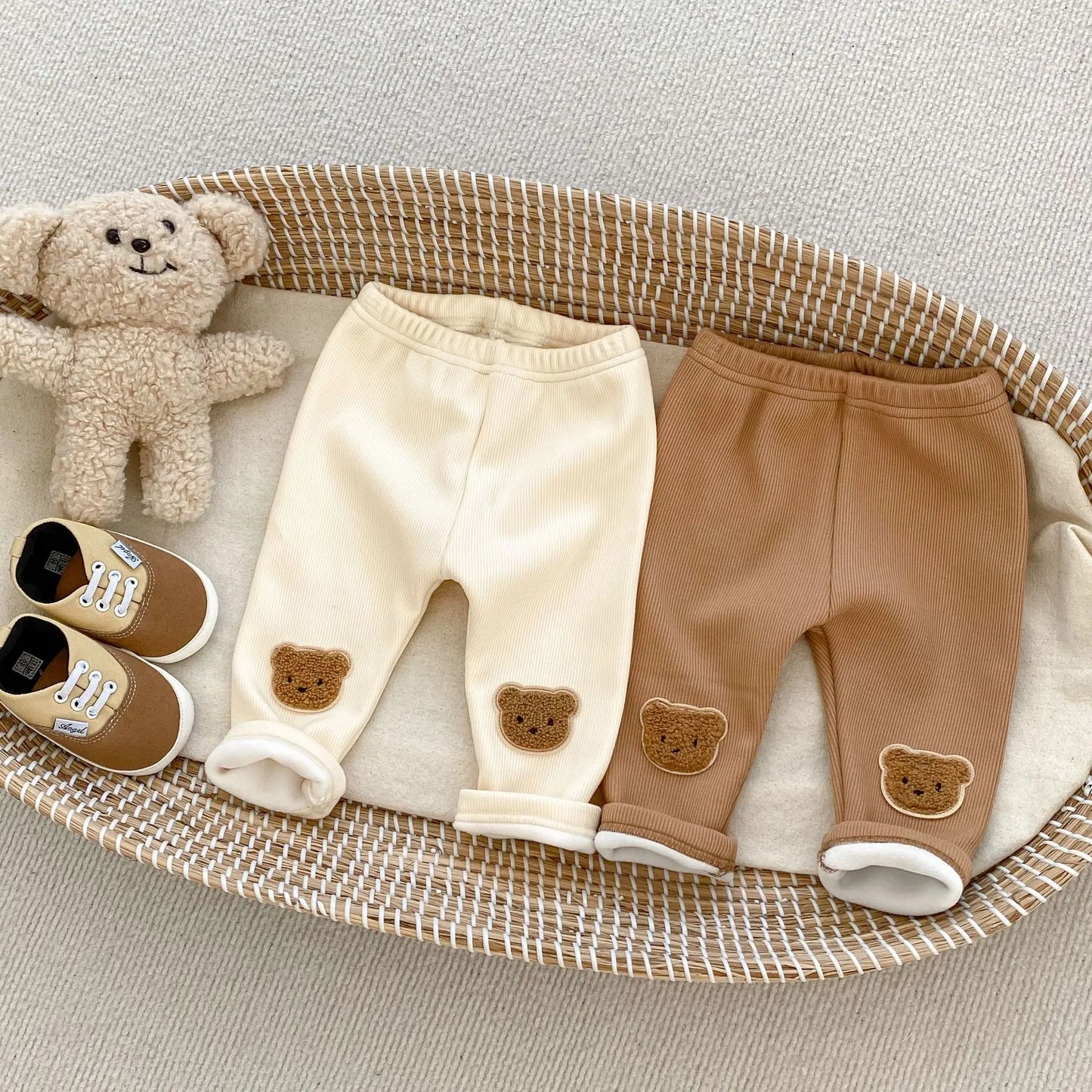 Leggings Invernale in Velluto Foderato in Pile con Elastico in Vita per Bambini