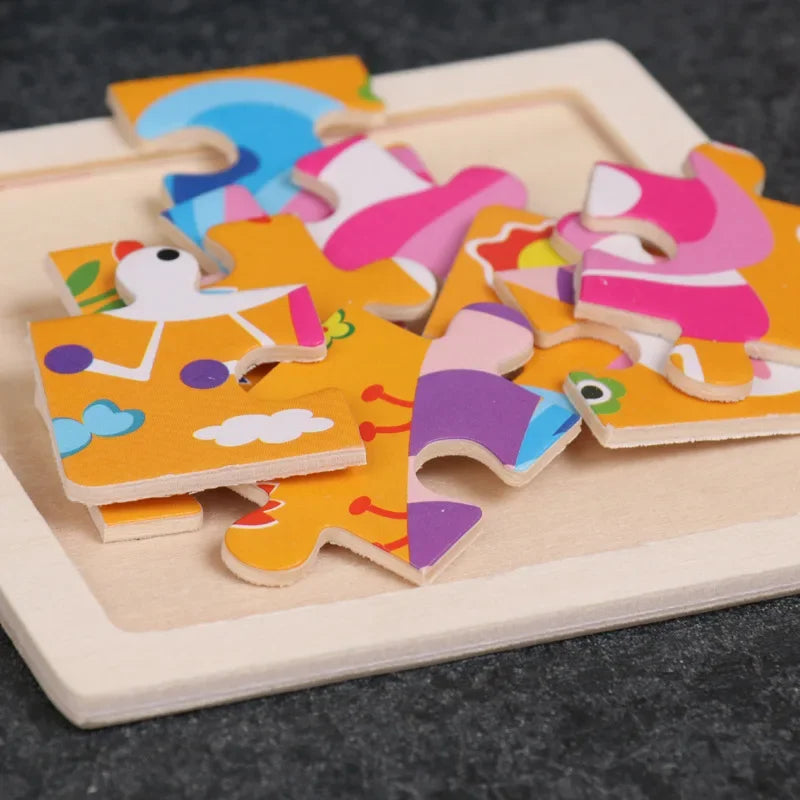 Puzzle en bois multi-variantes de 9 pièces
