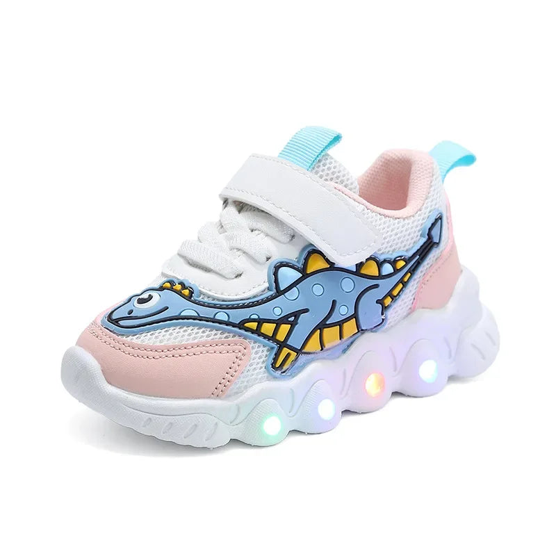 Scarpe da corsa traspiranti Dinosauro con LED per bambini Multivariante