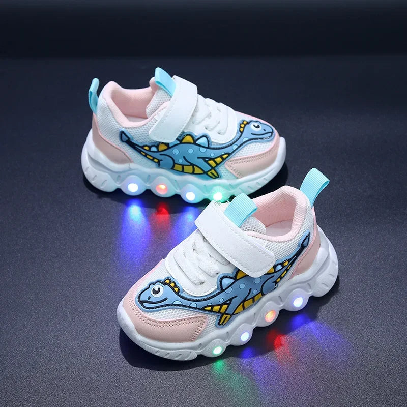 Scarpe da corsa traspiranti Dinosauro con LED per bambini Multivariante