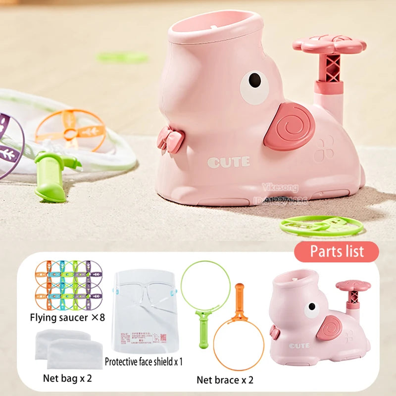 Jeu interactif de lancement et de capture de soucoupes volantes pour enfants