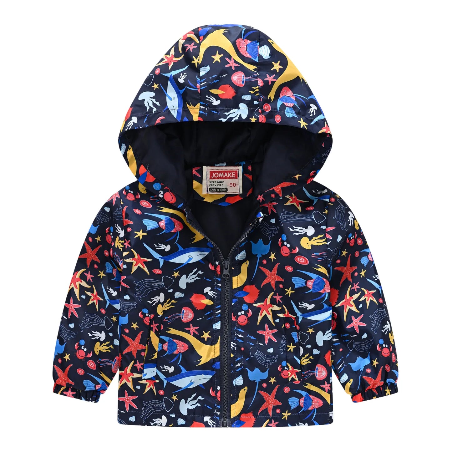 Giacca Antivento Impermeabile con Cappuccio e Zip per Bambini Multivariante