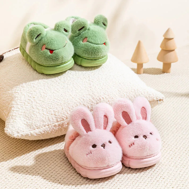 Chaussons antidérapants en forme d'animal, chauds et poilus