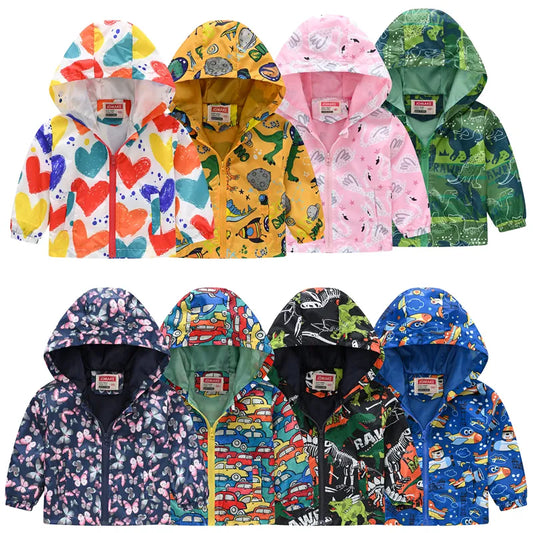 Giacca Antivento Impermeabile con Cappuccio e Zip per Bambini Multivariante