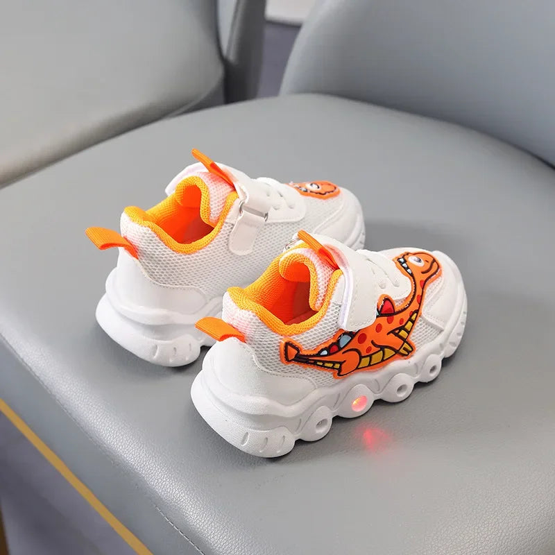 Scarpe da corsa traspiranti Dinosauro con LED per bambini Multivariante