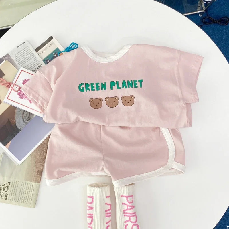 Ensemble de survêtement 2 pièces avec t-shirt et short pour enfants
