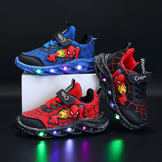 Scarpe da corsa traspiranti Spiderman con LED per bambini Multivariante