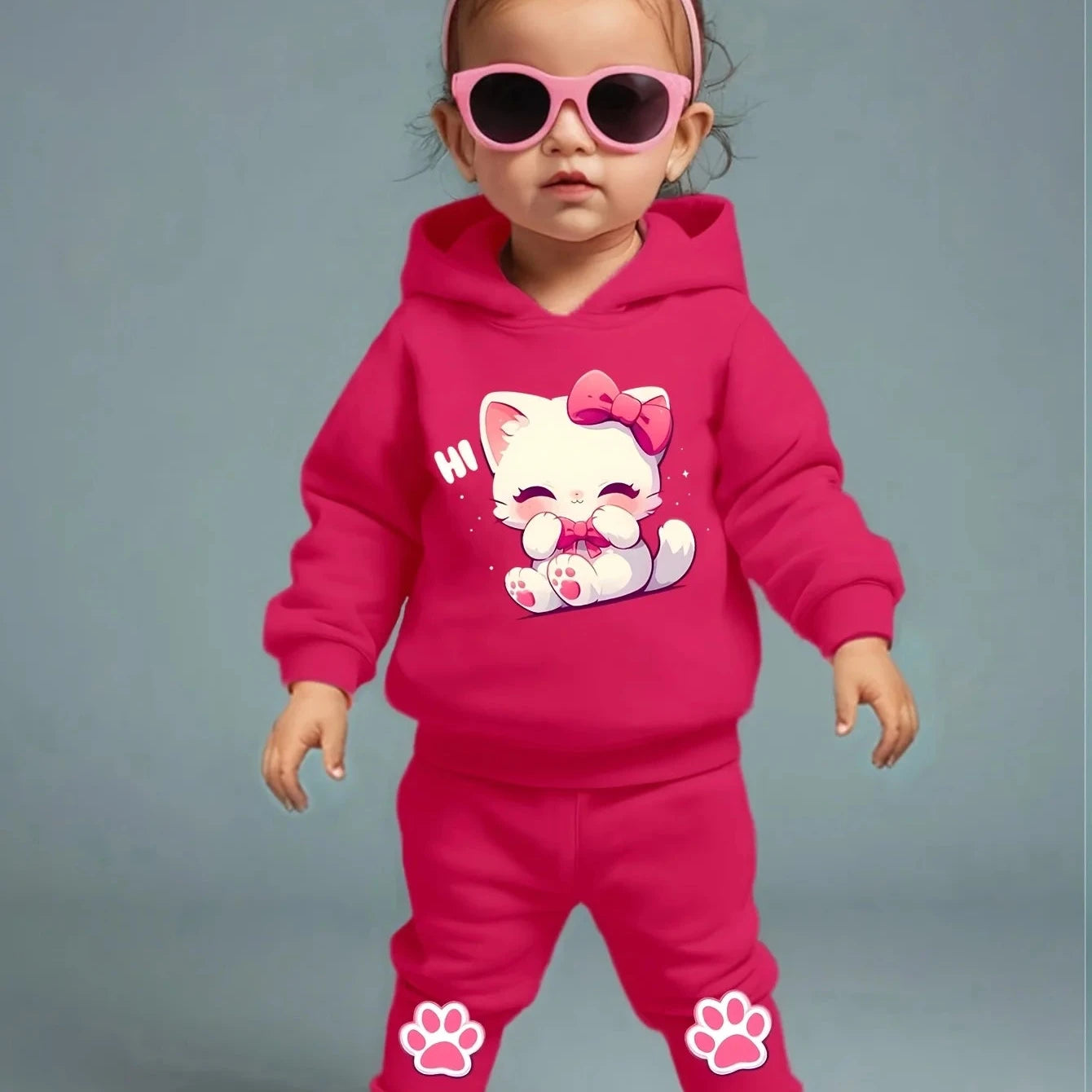 Completo Baby 2 Pezzi - Pink Cat - Da 1 a 3 Anni