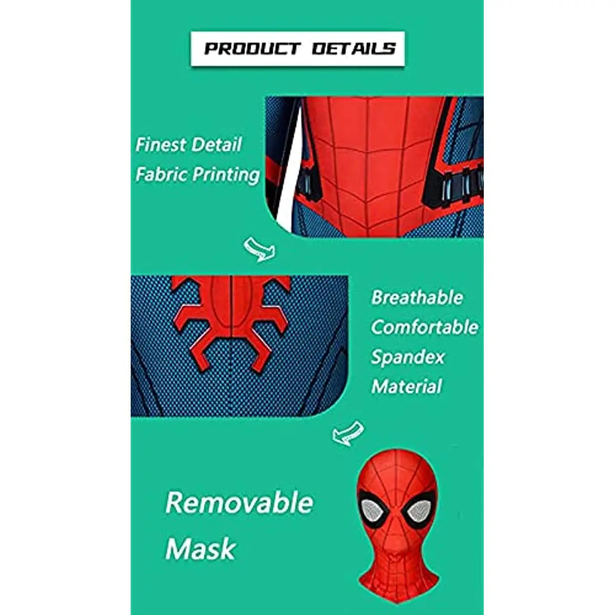 Costume Travestimento Spiderman taglie da 4 a 12 Anni