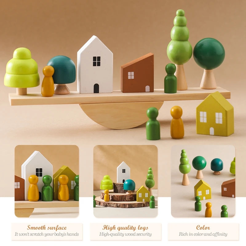 Gioco in legno Montessori Equilibrio e Cucito per bambini multivariante