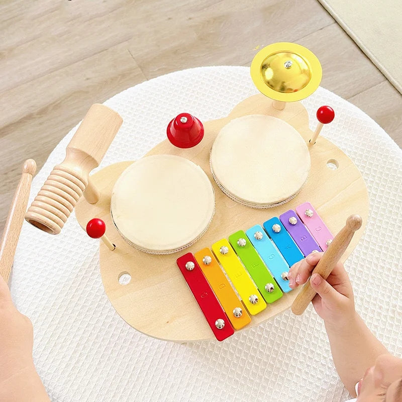Set percussioni giocattolo Montessori in legno per bambini multivariante