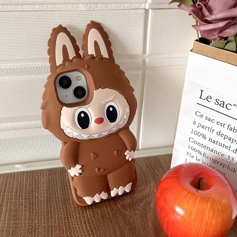 Labubu  Cover in Silicone Morbido Grande per Iphone