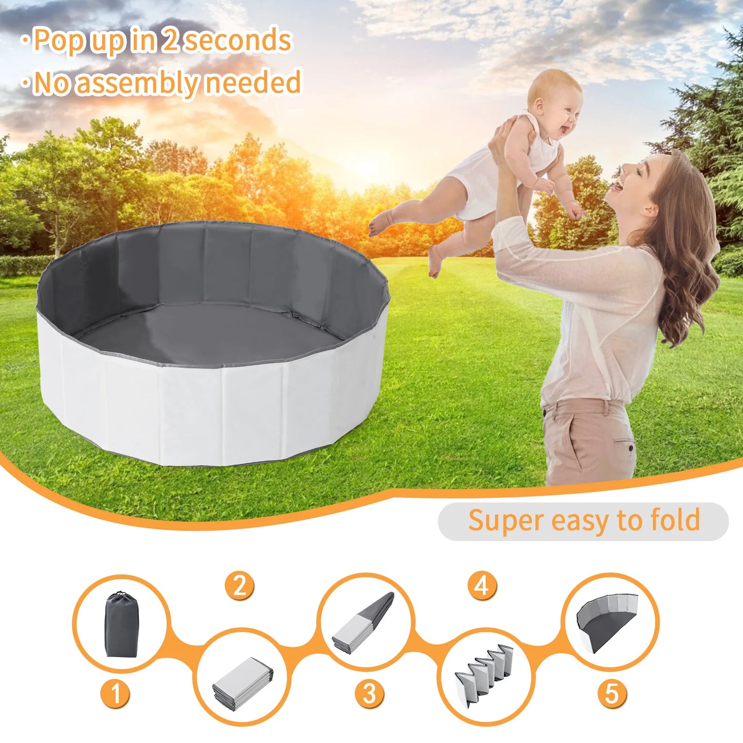 Piscina per Palline Richiudibile e Trasportabile in Tela Oxford 100 x 30