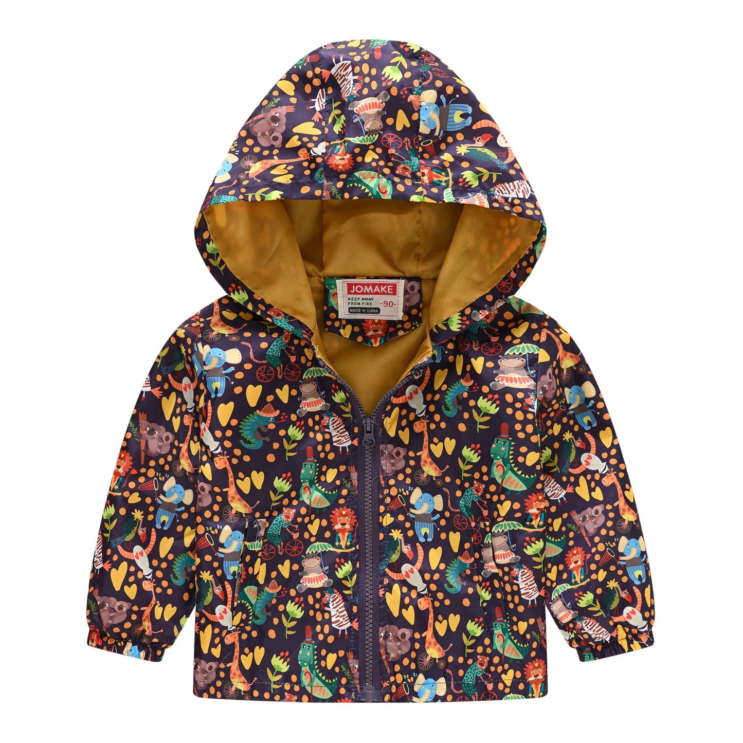 Giacca Antivento Impermeabile con Cappuccio e Zip per Bambini Multivariante