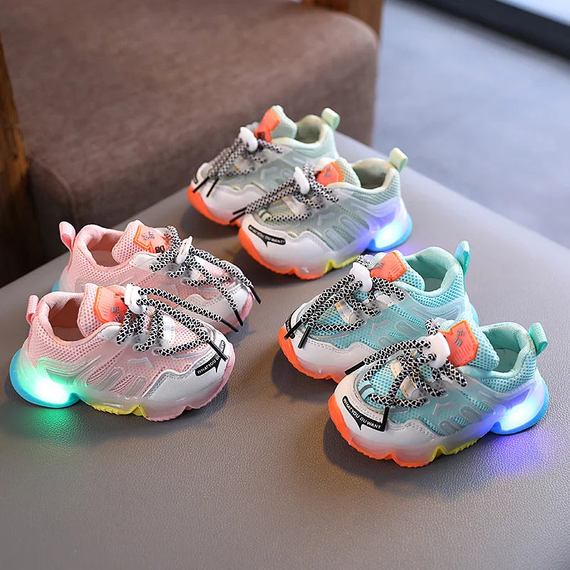 Scarpe Traspiranti Fluo con LED per Bambini Multivariante