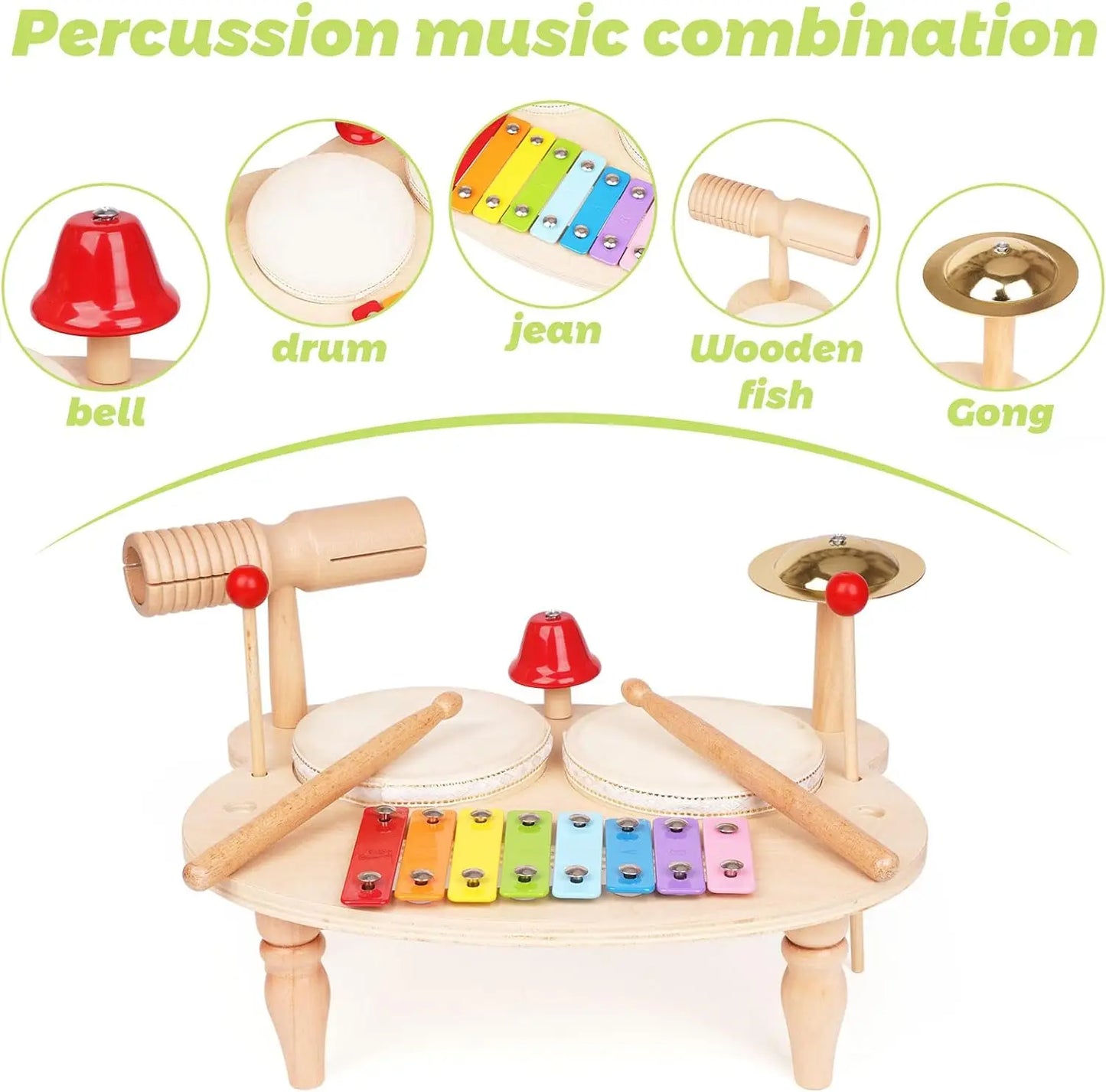 Set percussioni giocattolo Montessori in legno per bambini multivariante