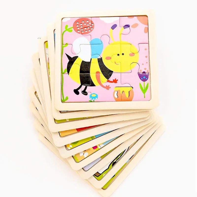 Puzzle en bois multi-variantes de 9 pièces