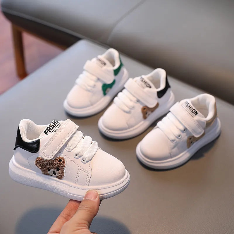 Scarpe Sportive Velcro e Stringhe con Orsetto per Bambini