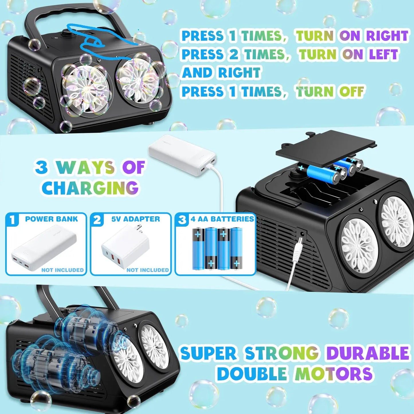 Macchina sparabolle portatile USB per feste con LED multivariante