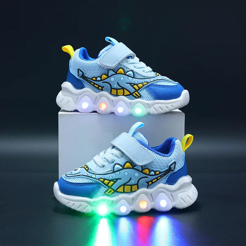 Scarpe da corsa traspiranti Dinosauro con LED per bambini Multivariante
