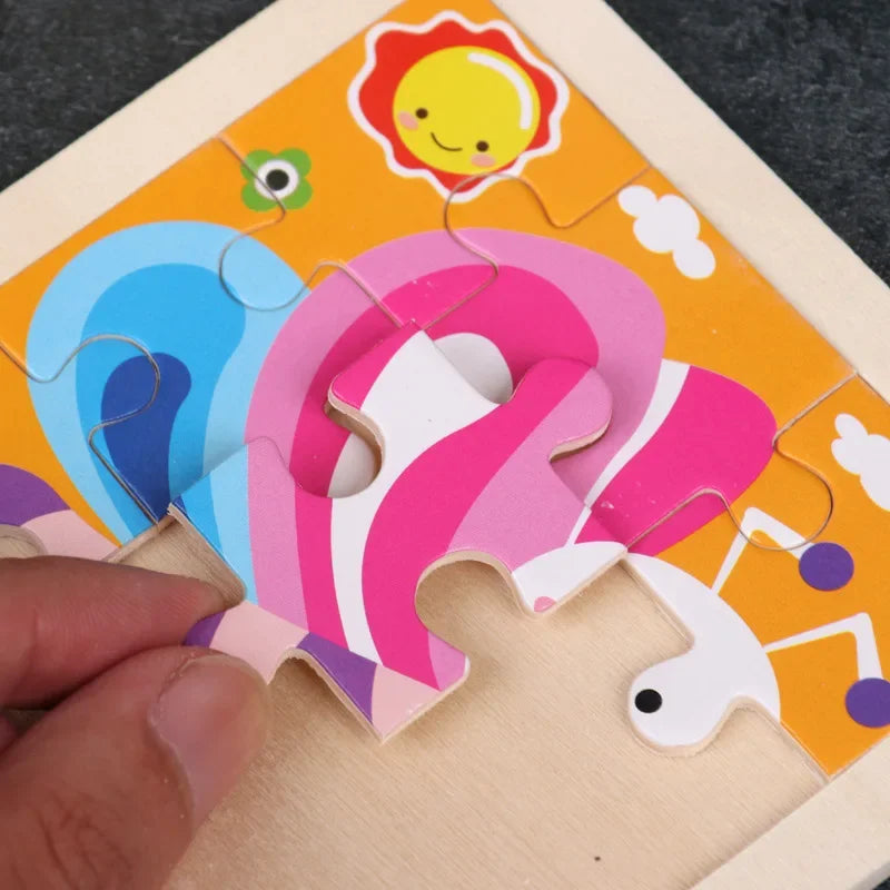 Puzzle en bois multi-variantes de 9 pièces