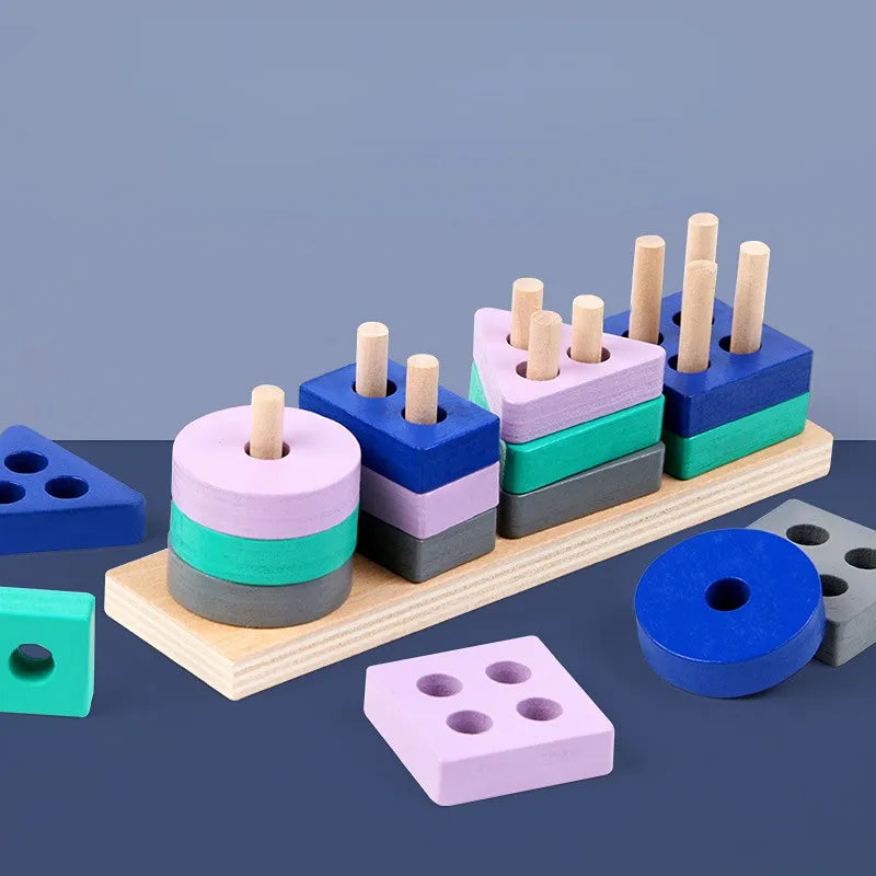 Mini Blocchi da Costruzione Impila Forme per Bambini Montessori