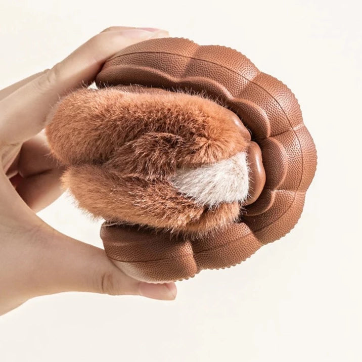 Chaussons antidérapants en forme d'animal, chauds et poilus