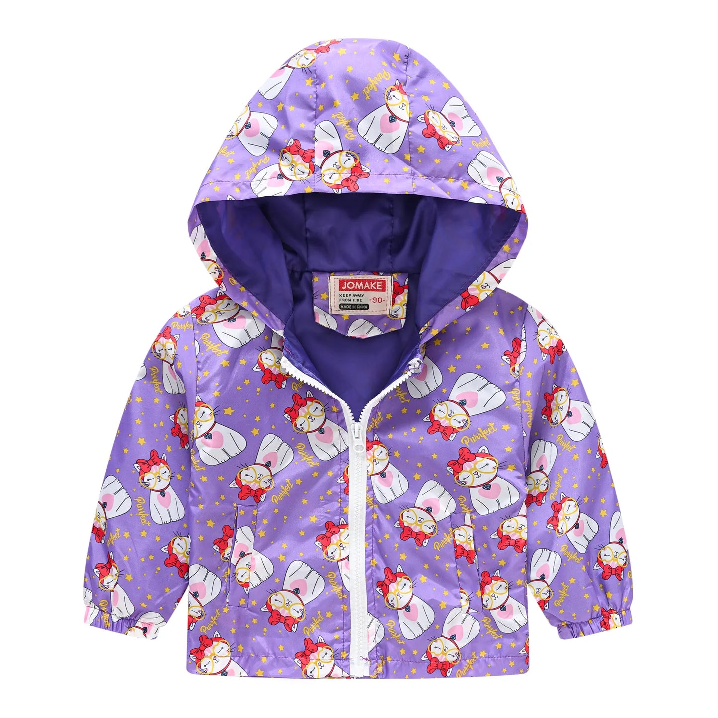 Giacca Antivento Impermeabile con Cappuccio e Zip per Bambini Multivariante