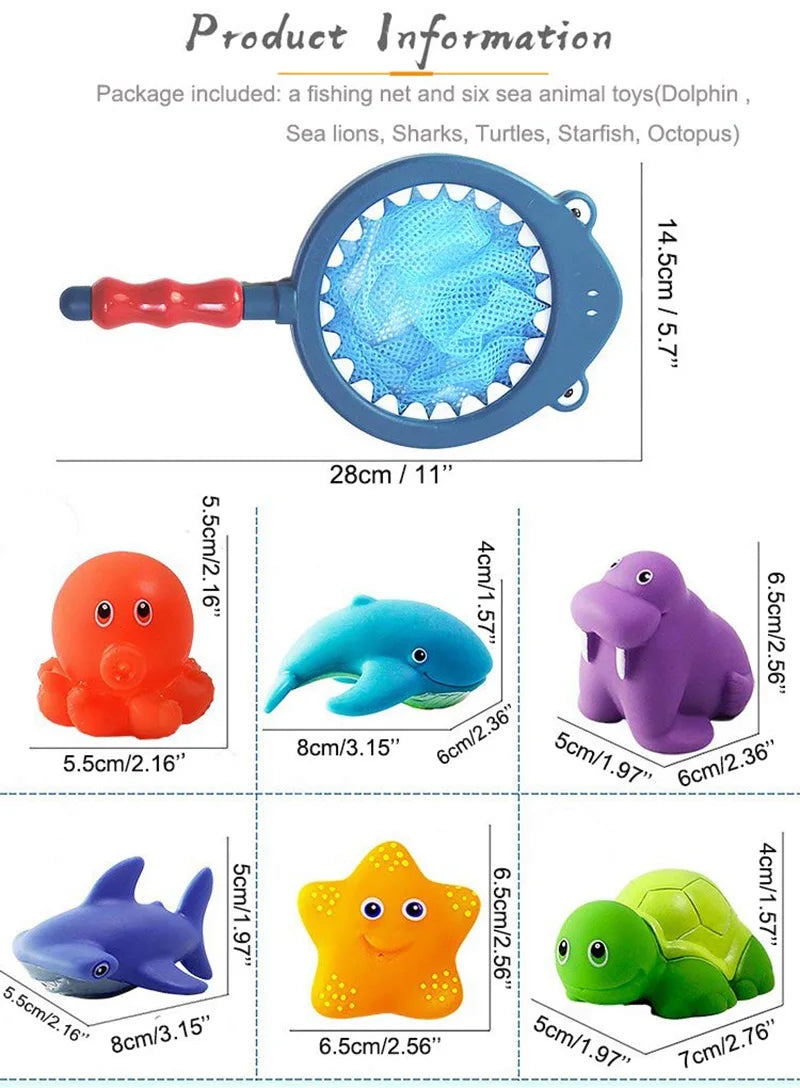 Gioco da Bagno Retino con 6 Animali Galleggianti