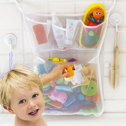Rete Organizer 4 Tasche Portaoggetti e Portagiochi da Bagno con Ventose