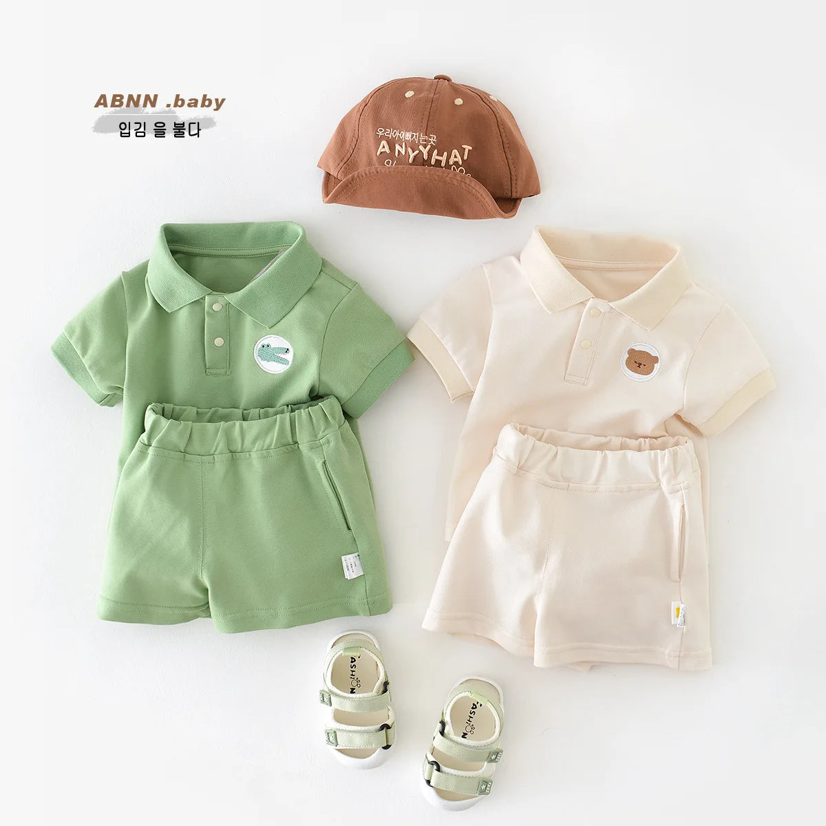 Ensemble 2 pièces polo et short en coton multivariées pour enfant