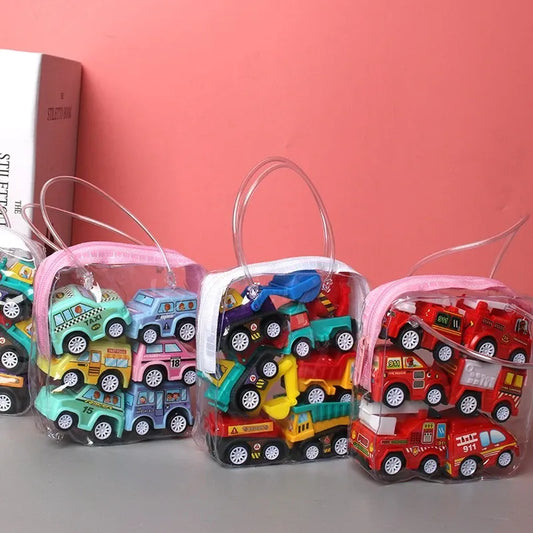 Set da 6 veicoli giocattolo con borsa per bambini multivariante