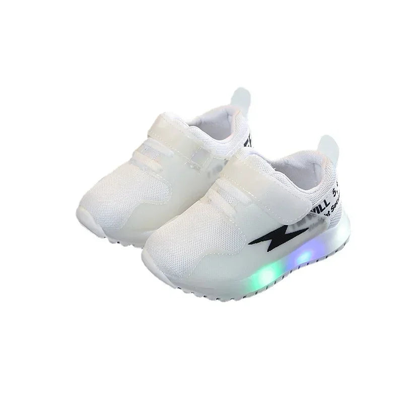 Pantofi sport multicolor cu LED respirabili pentru copii