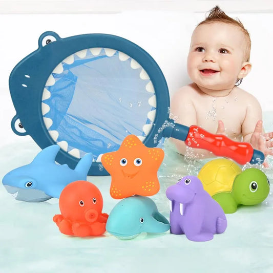 Gioco da Bagno Retino con 6 Animali Galleggianti